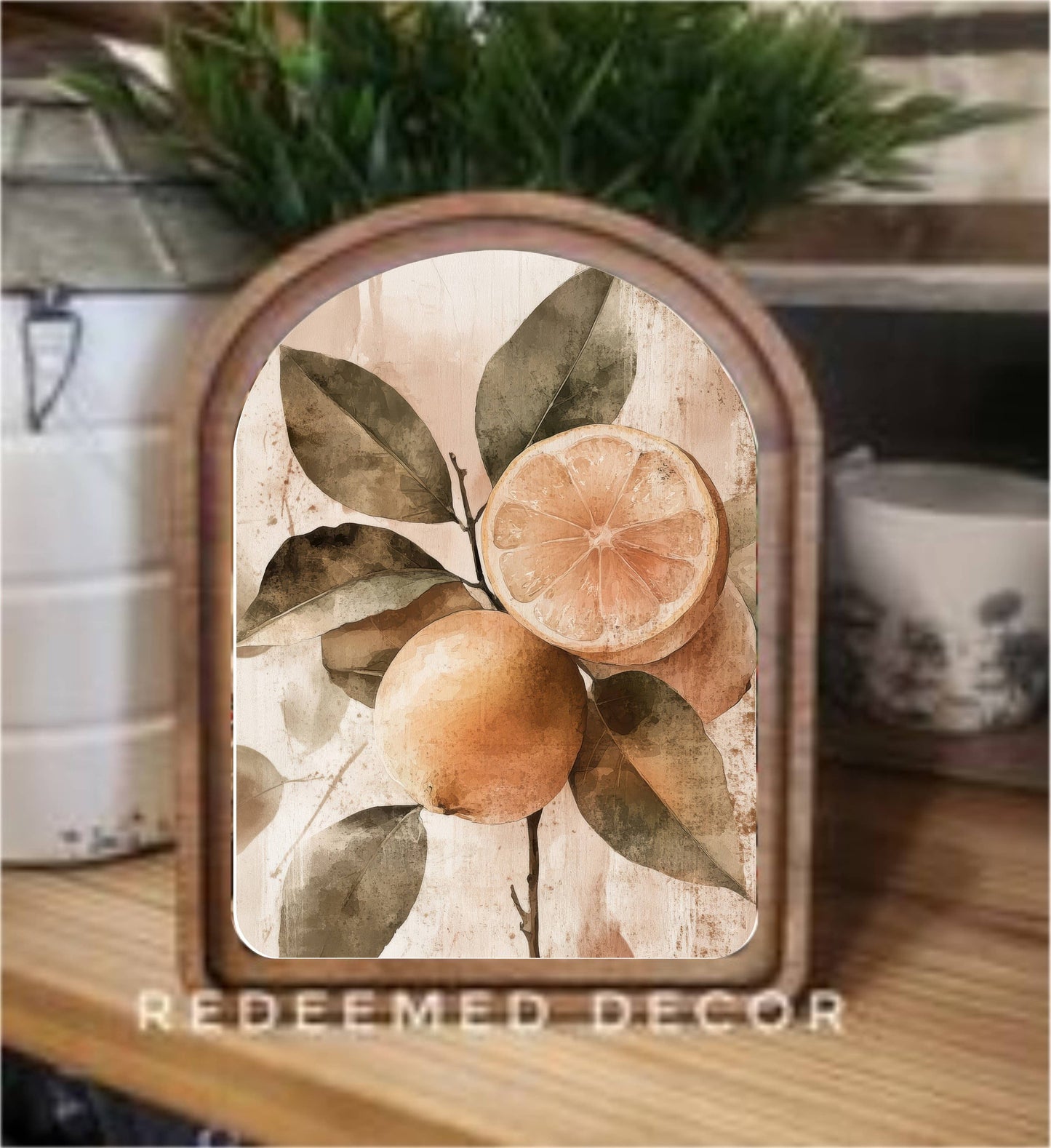 Arch Top Rustic Lemon Framed Art