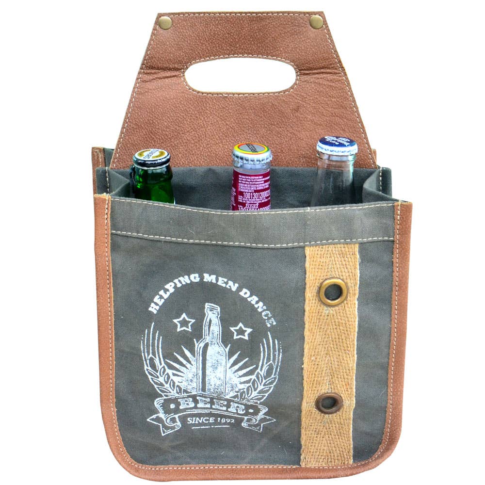 Grey Canvas Helping Men Dance Beer Carrier