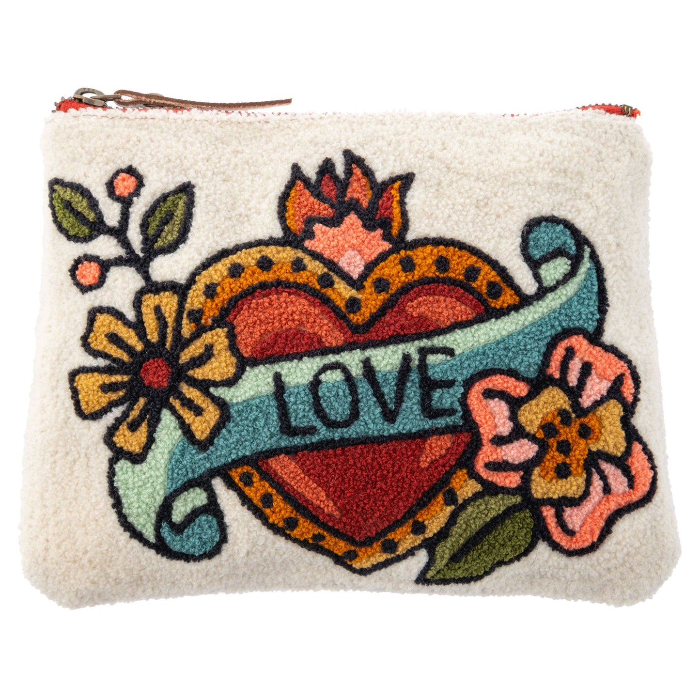 Embroidered Zip Pouch - Love