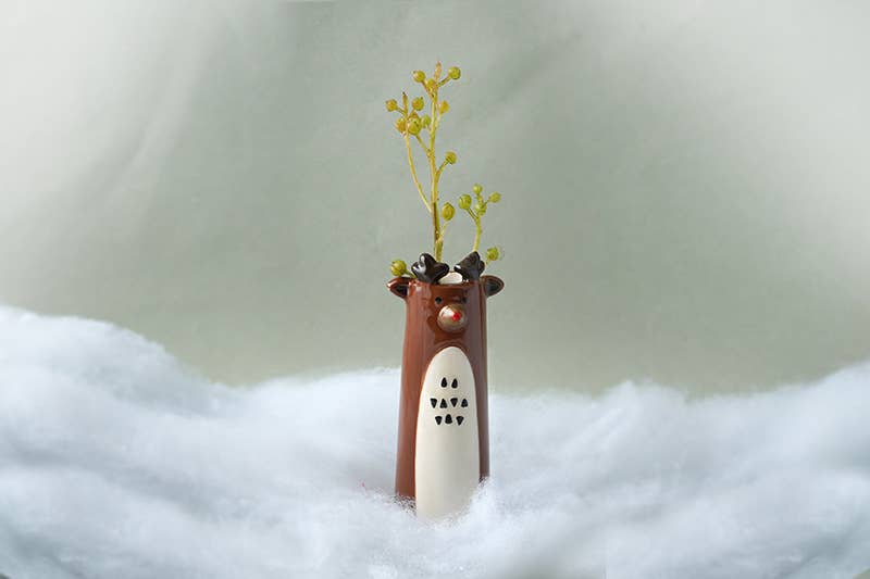 Reindeer Bud Vase In Gift Box