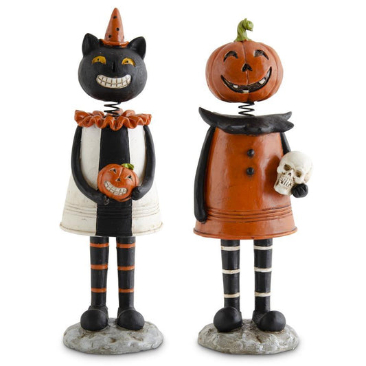 Black Cat and Jack-O-Lantern Bobble Heads