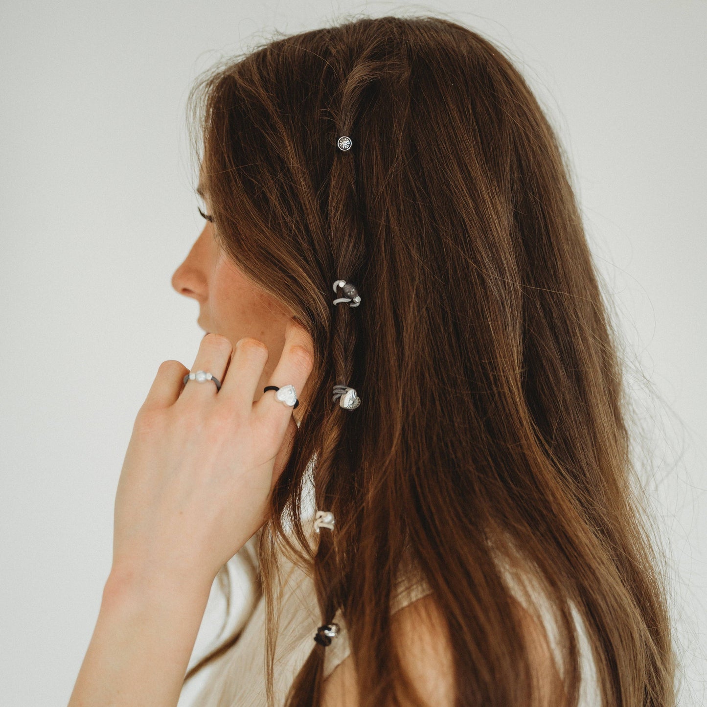 Luna Silver and Cool Tones Hair Tie Rings