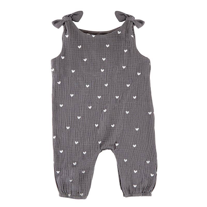 Overall Tie Romper - Hearts
