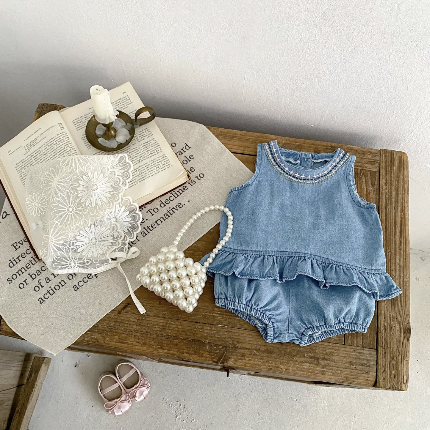 Denim Sleeveless Two-Piece Summer Set