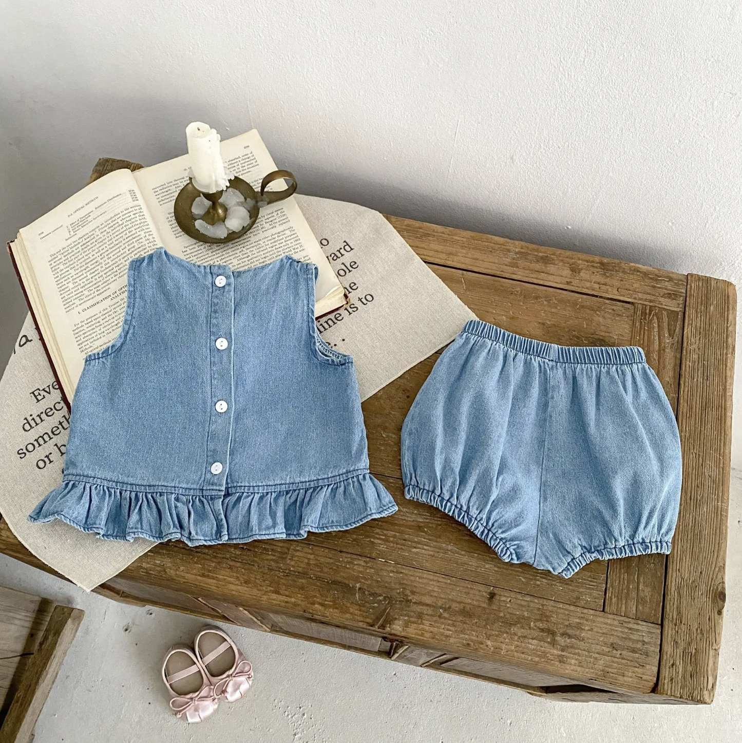Denim Sleeveless Two-Piece Summer Set