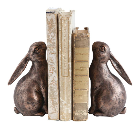 Bronze Bunny Bookends