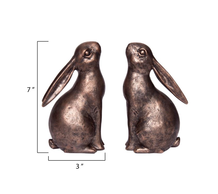 Bronze Bunny Bookends