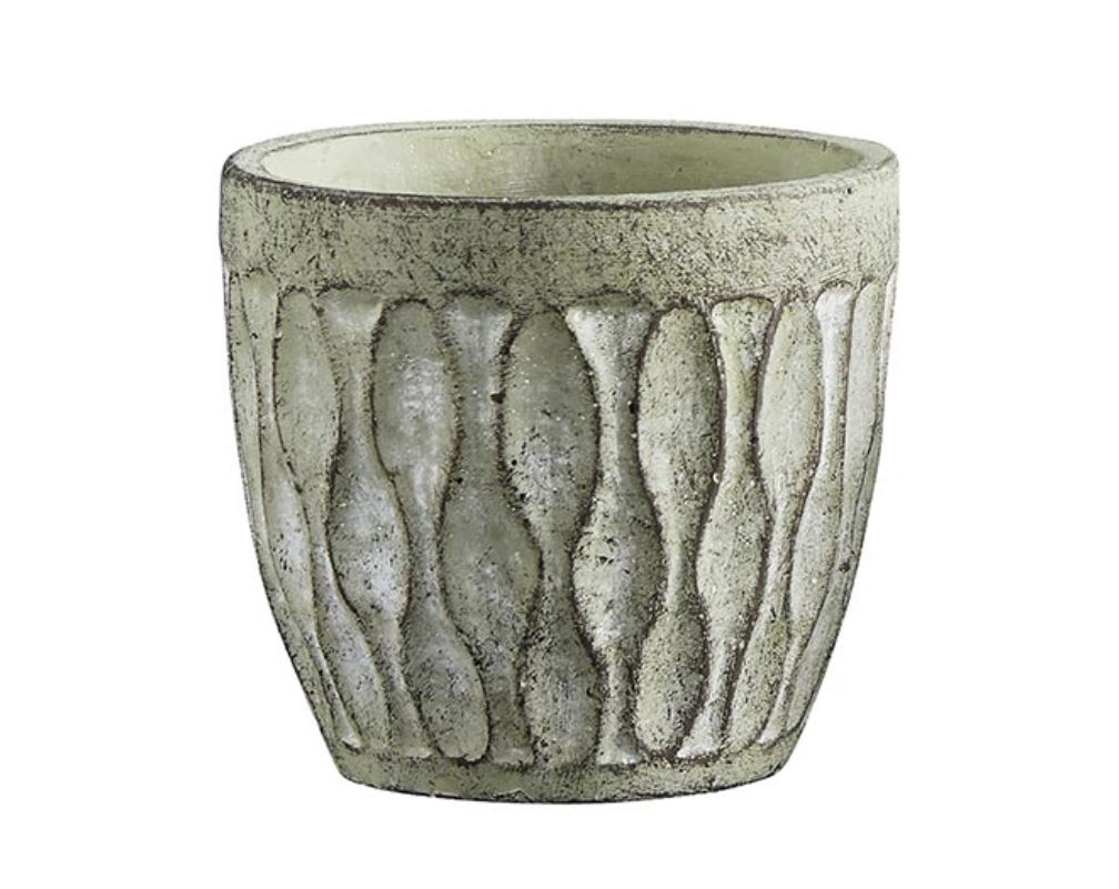 Cement Leaf Round Pot