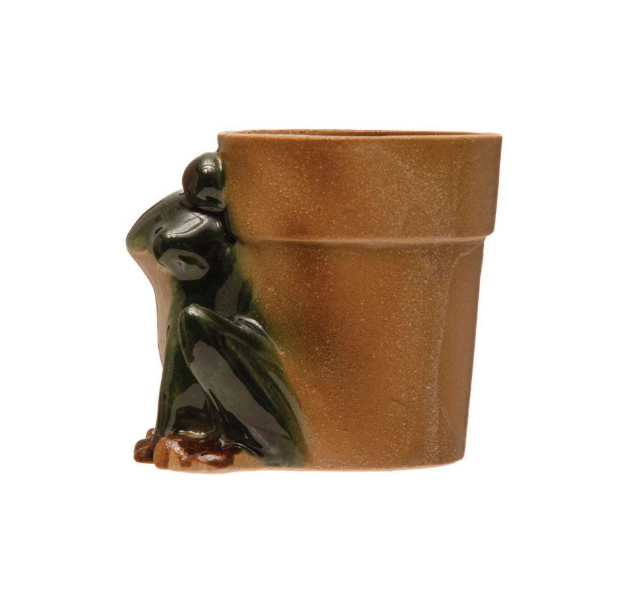 Stoneware Frog Planter