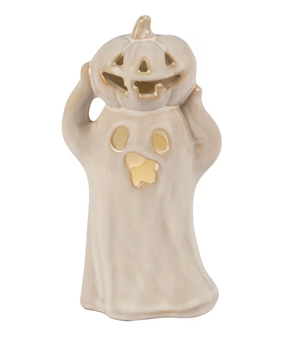 Lighted Ghost with Pumpkin