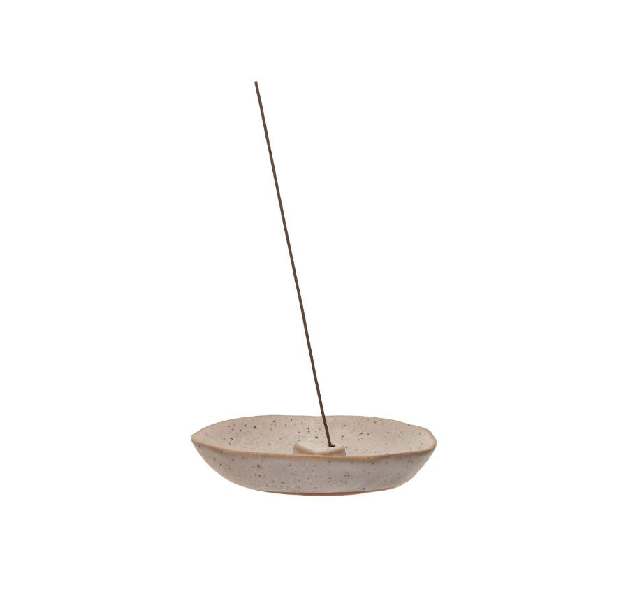 Stoneware Incense Holder Dish with Embossed Heart