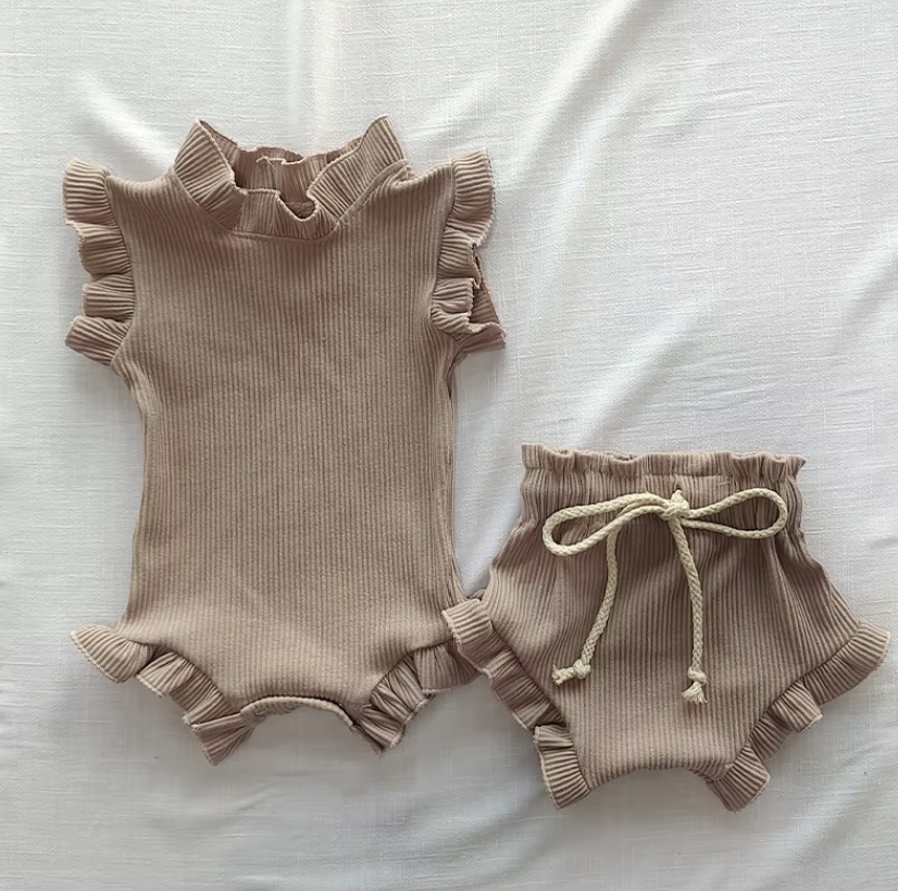 Lotus Leaf Ruffle Romper Set