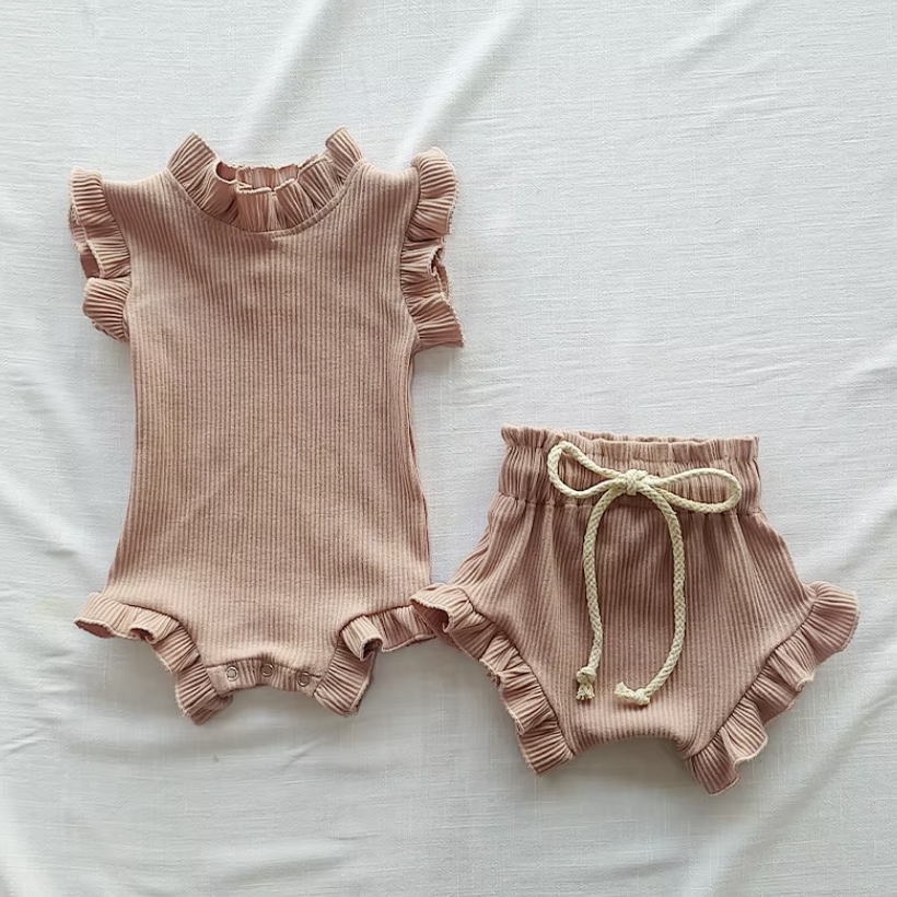 Lotus Leaf Ruffle Romper Set