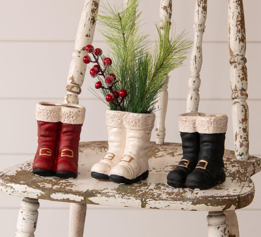 Mini Santa's Boot Vases