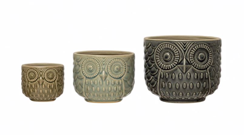 ceramic owl flower pot Decorative Stoneware Owl Container Large
