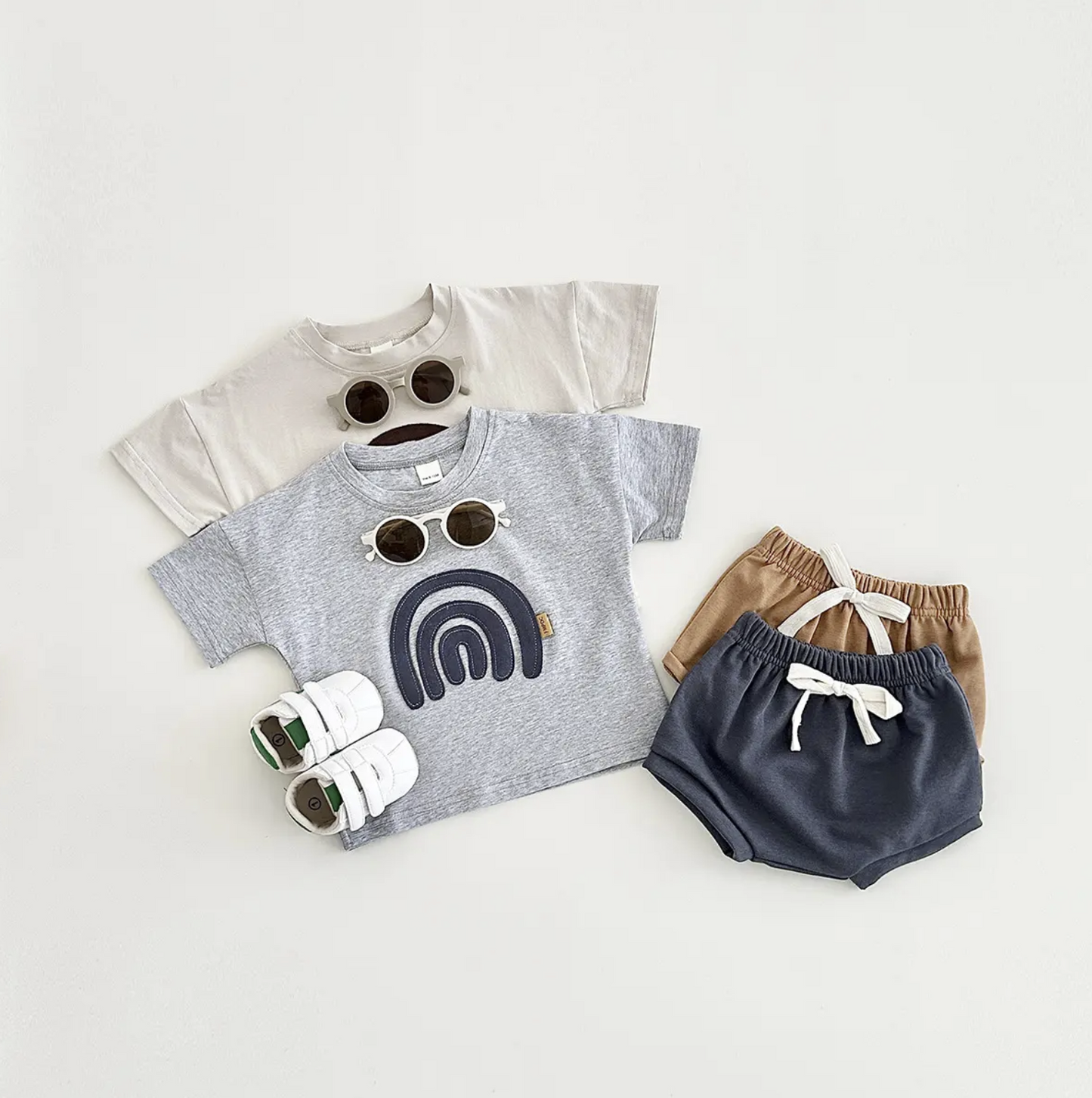 Rainbow Embroidery T-Shirt & Shorts Set