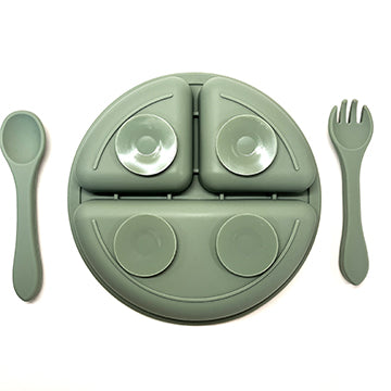 Silicone Suction Cup Plate with Utensils