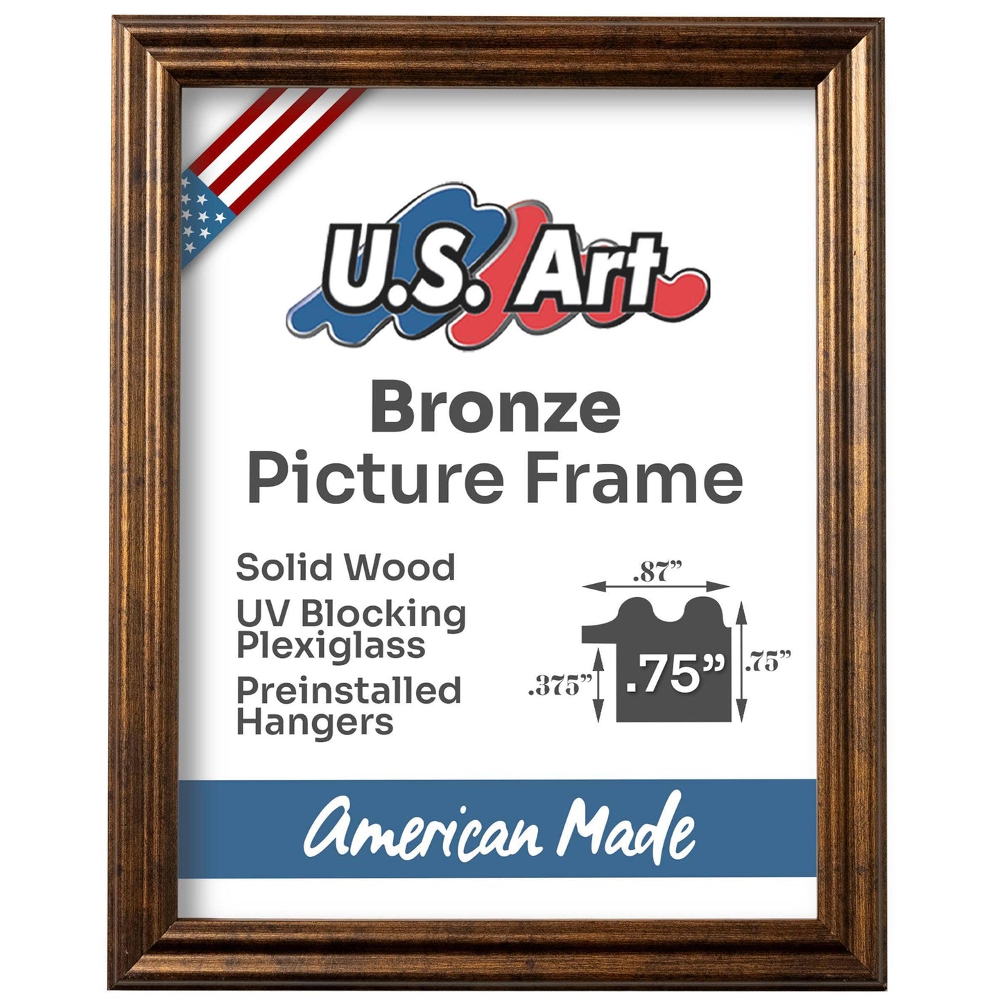 Vintage Rustic Bronze Solid Wood Frame for Wall Decor