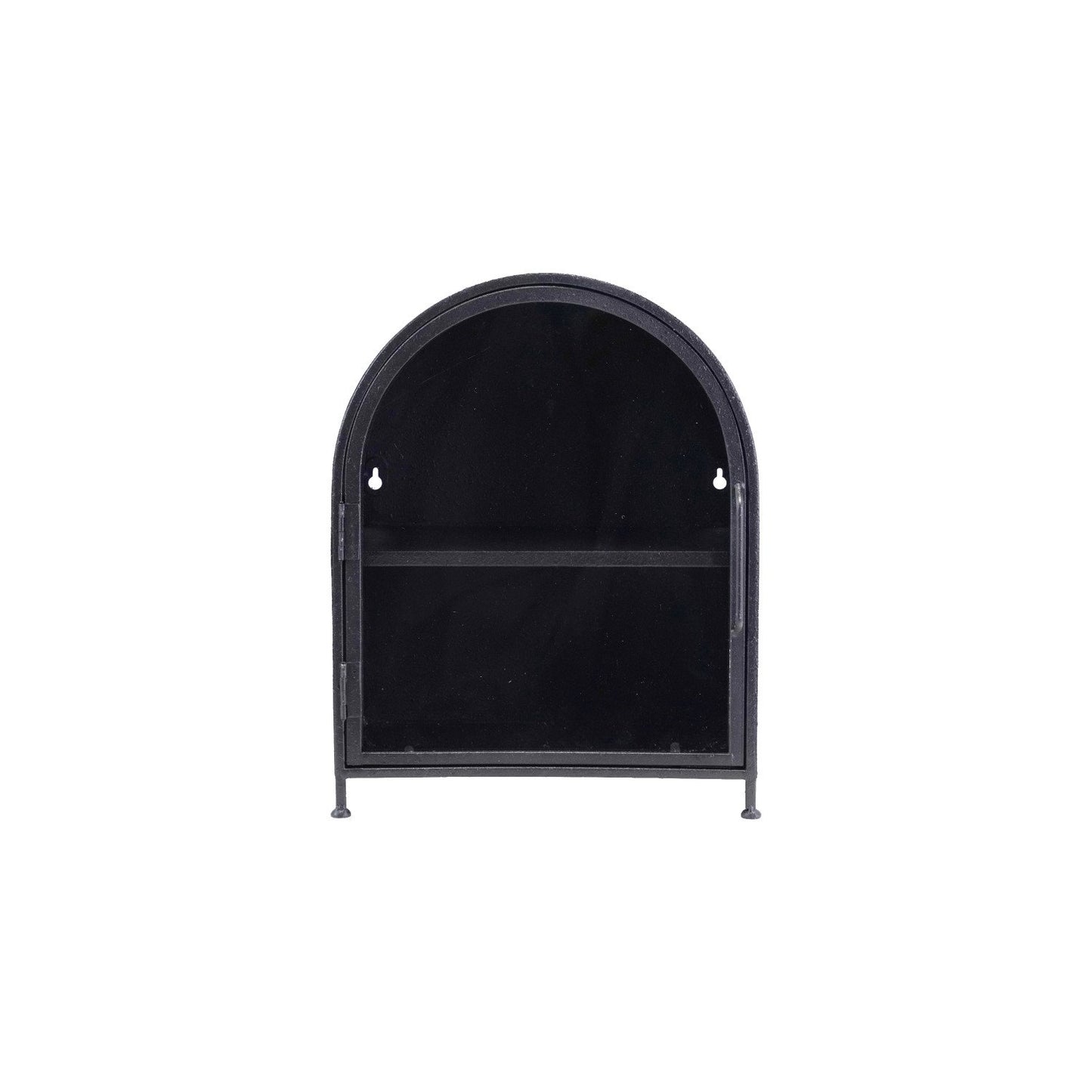 Textured Metal Wall Cabinet with Shelf & Glass Door (Hangs or Sits)