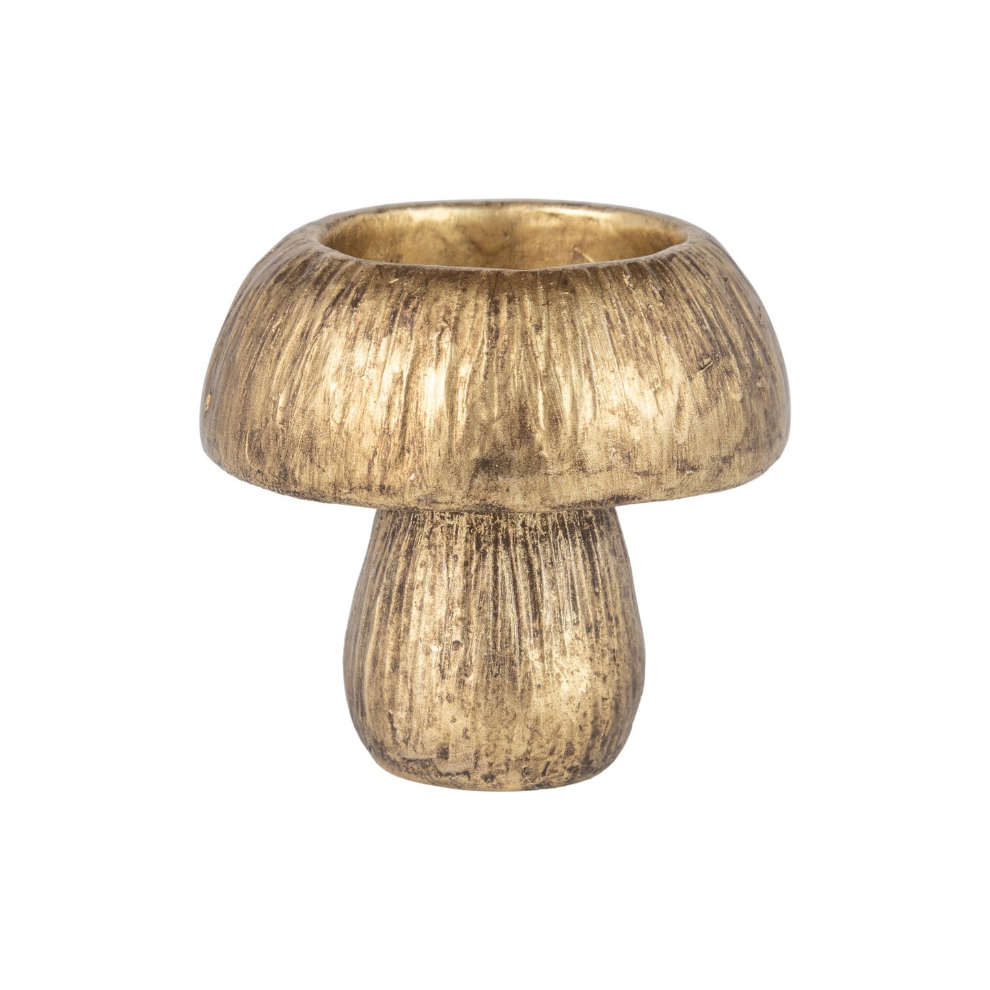 A01014:Bronze painted resin mroom tealight holder, 2.75in