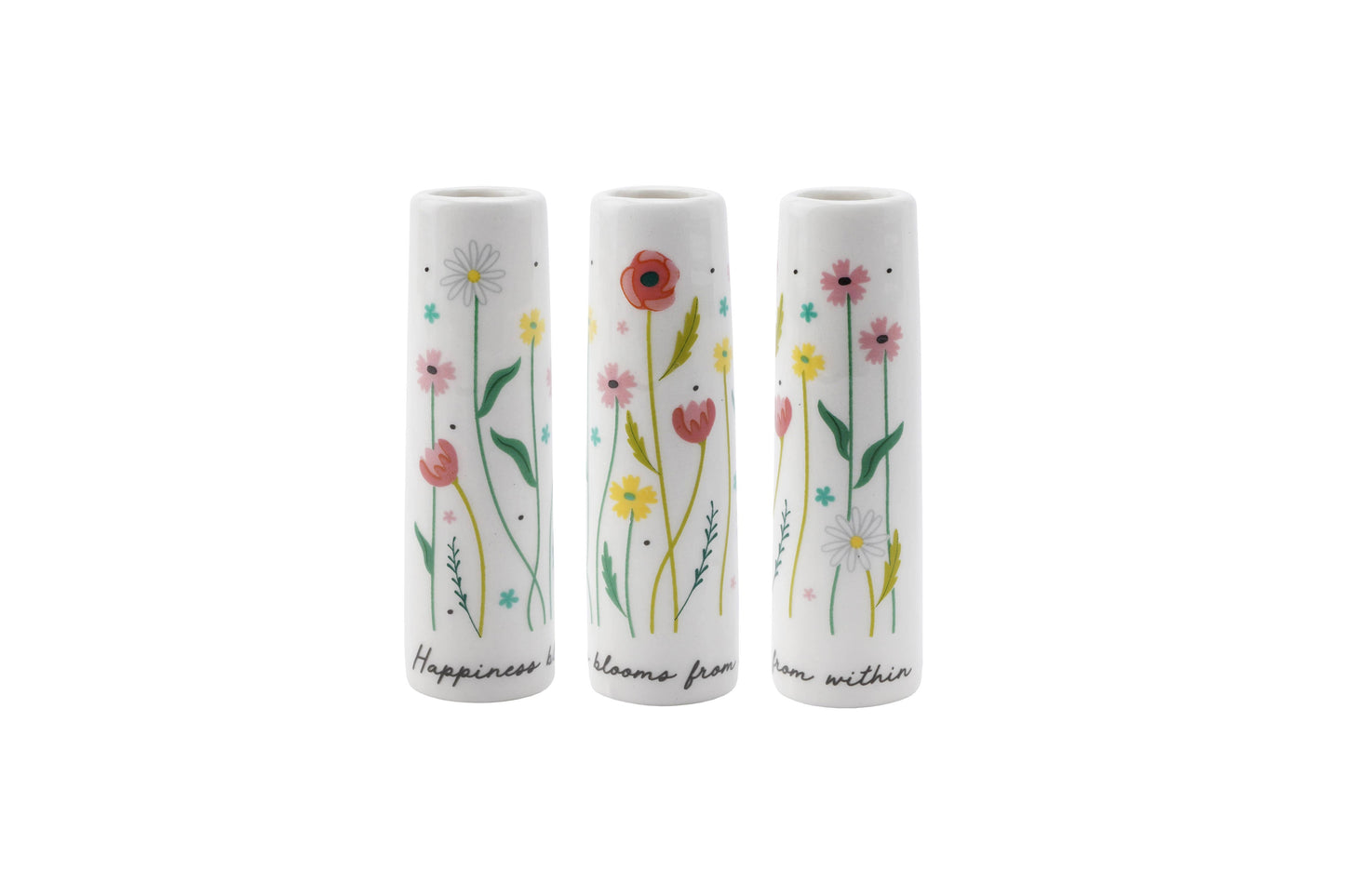 Happiness Blooms From Within Ceramic Floral Bud Vase •