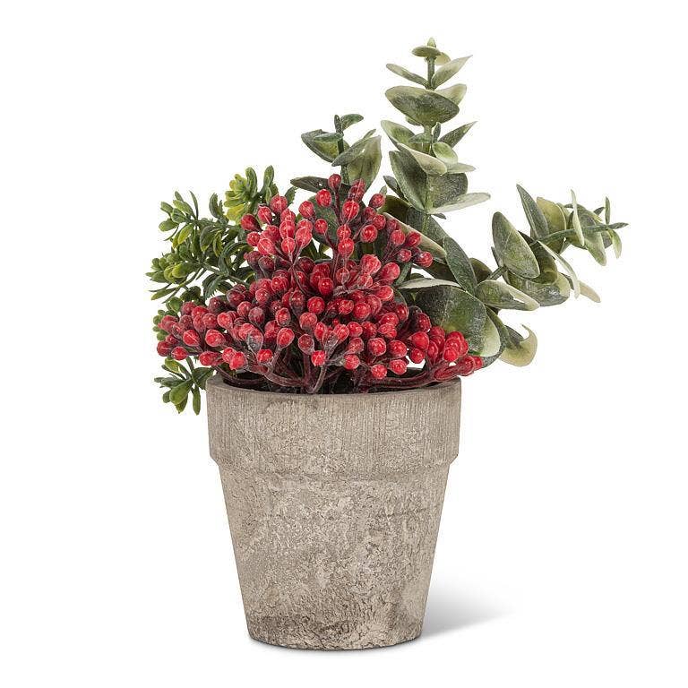 Mixed Greenery w/Pink Buds Pot