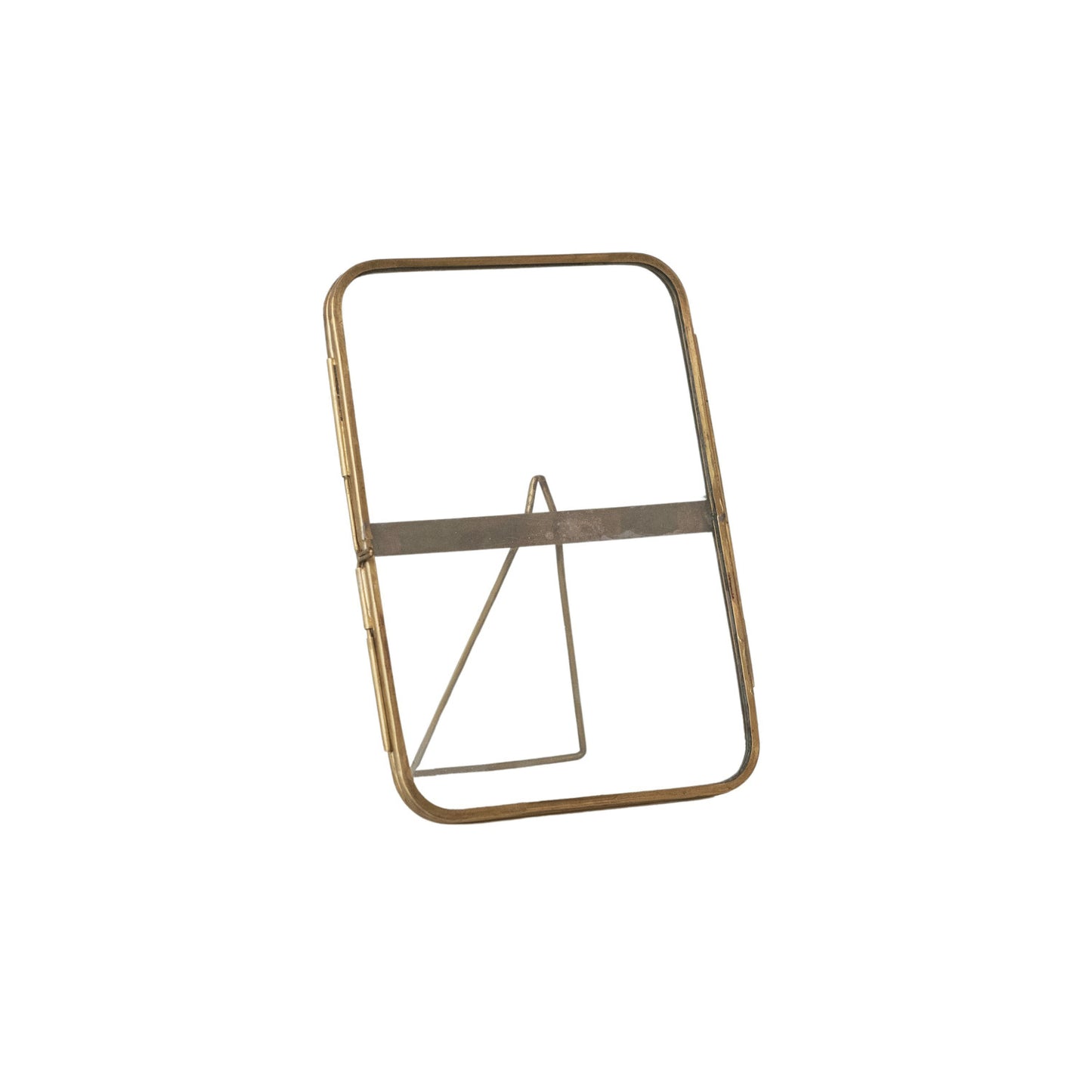 Brass & Glass Photo Frame, Antique Finish (Holds 5" x 7" Photo)