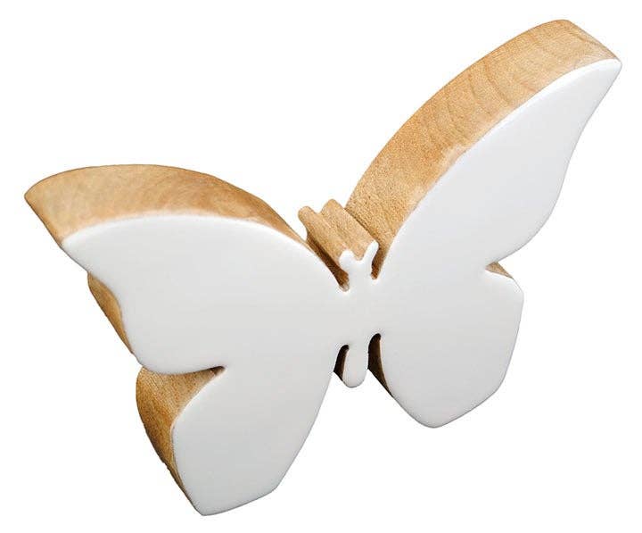 Wood Butterfly with White Enamel Finish