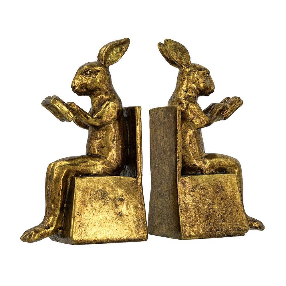 Golden Rabbit Bookends