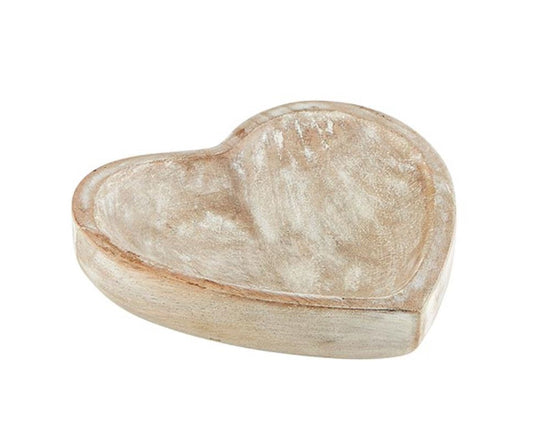 Whitewashed Wooden Heart Tray