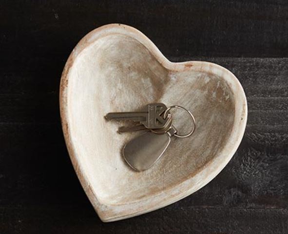 Whitewashed Wooden Heart Tray