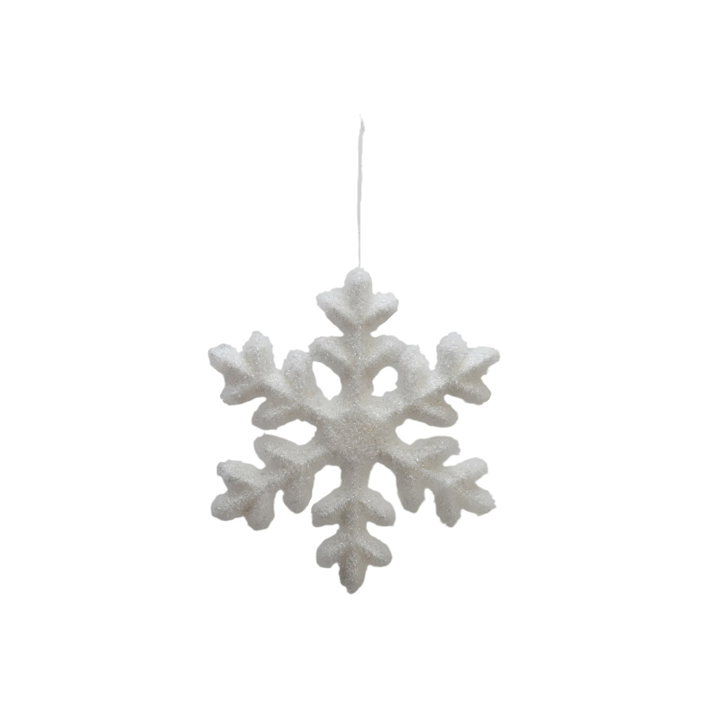 9-3/4"W x 9-3/4"H Flocked Foam Snowflake Ornament, White