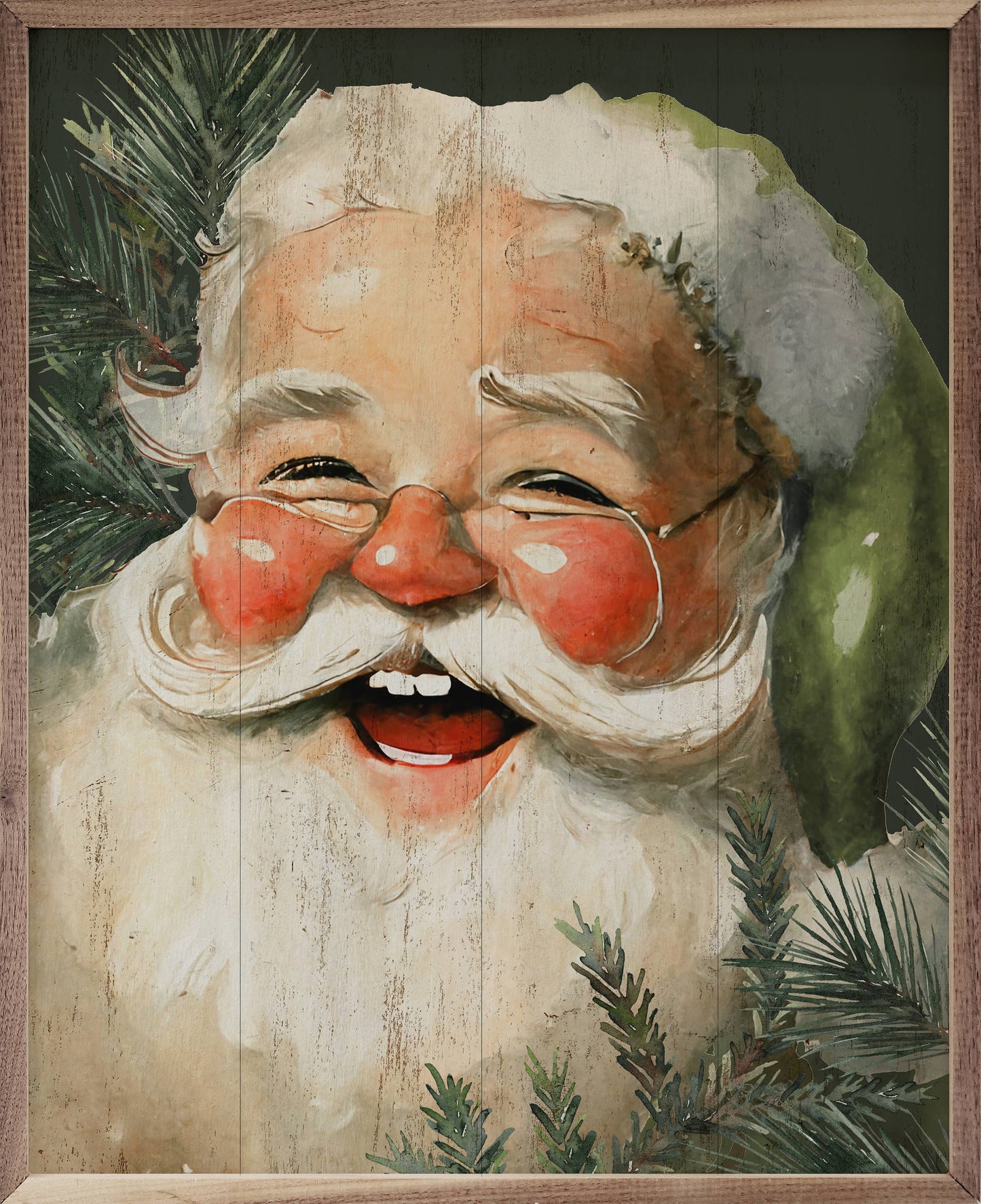 Jolly Green Hat Santa With Glasses