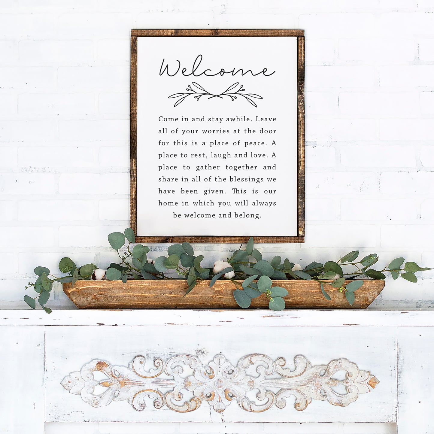 Welcome Come In and Stay Awhile Wood Sign