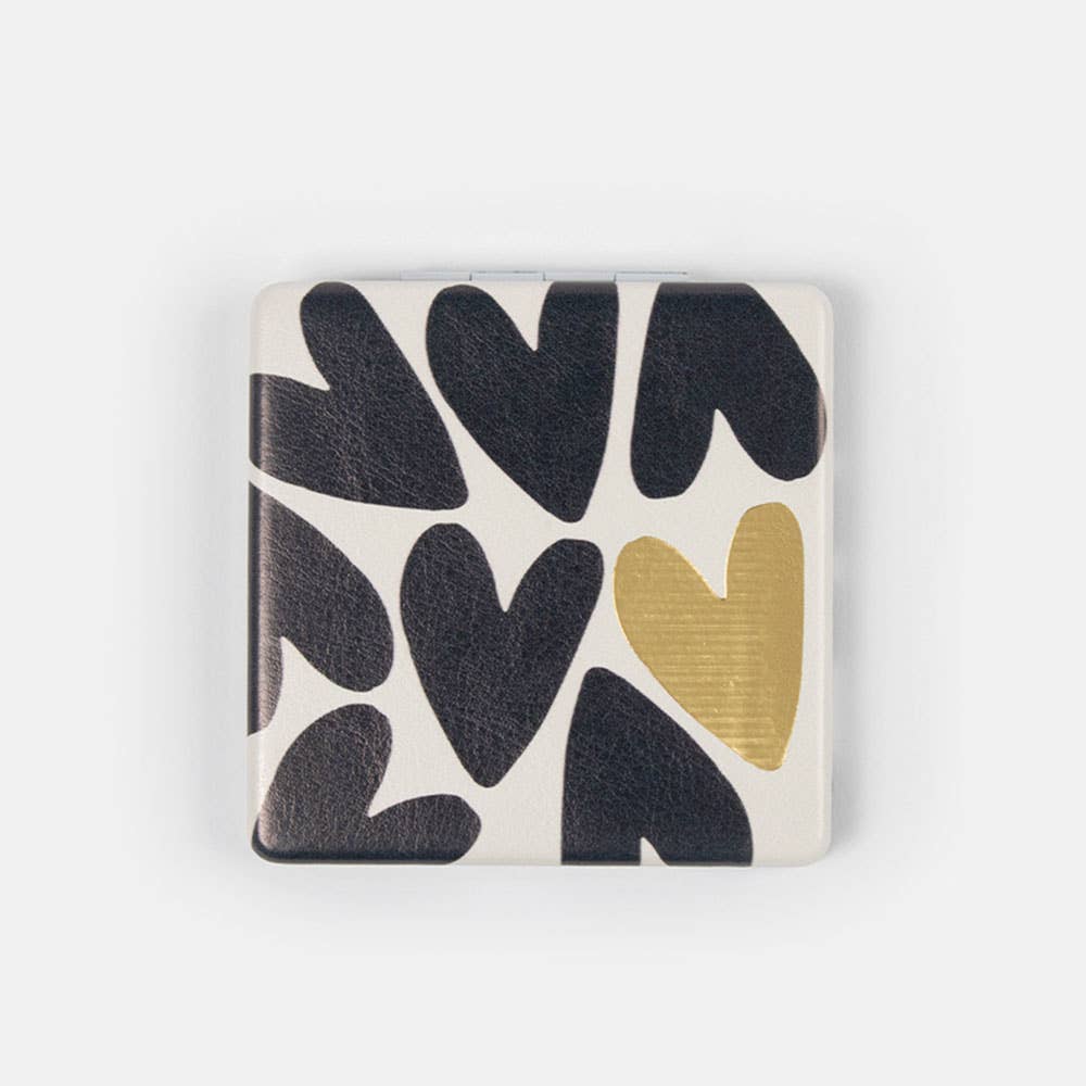 Mono Hearts Square Pocket Mirror