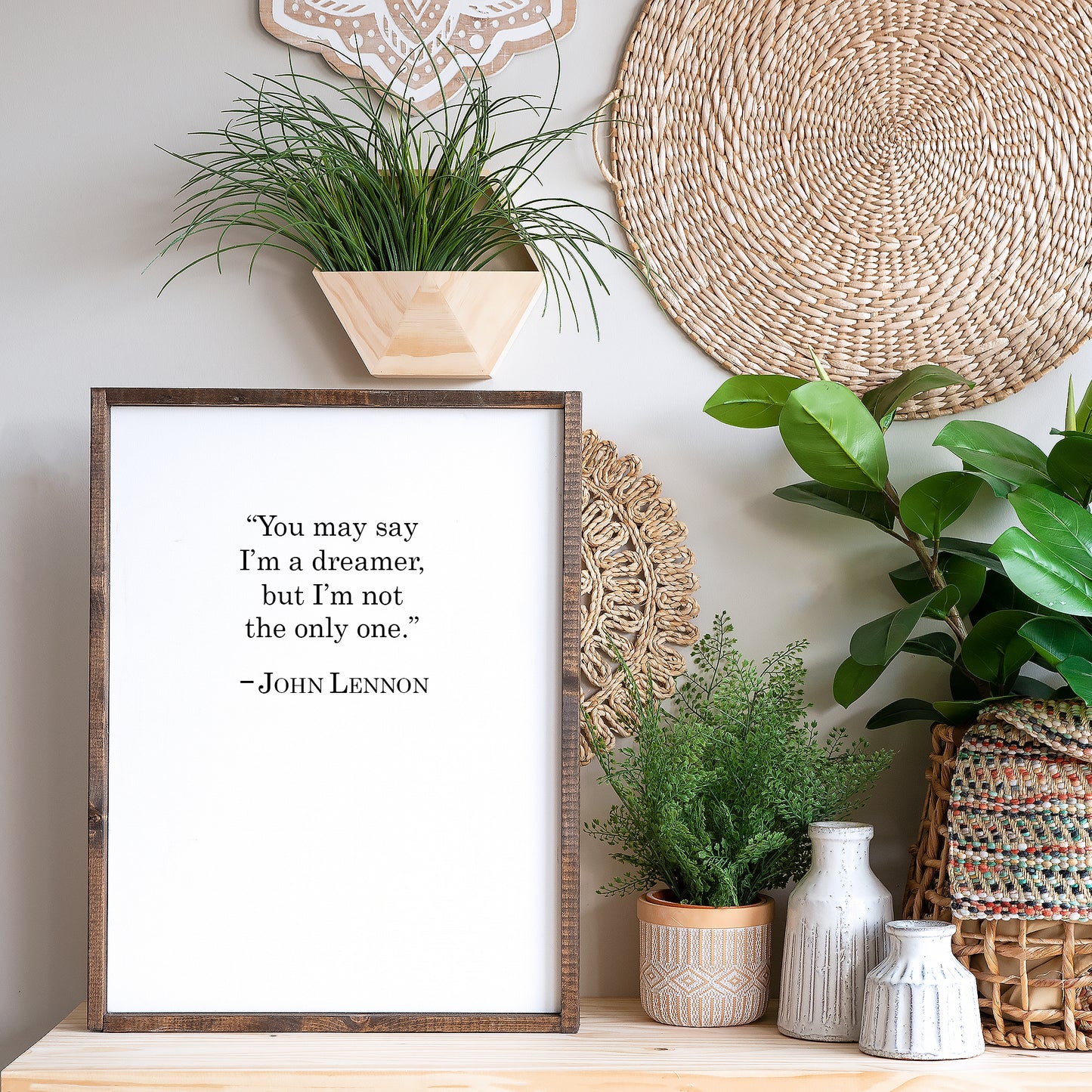John Lennon Imagine Dreamer Lyrics Wood Sign