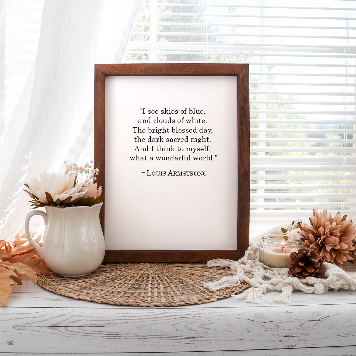 Louis Armstrong Wonderful World Lyrics Hand Painted Sign