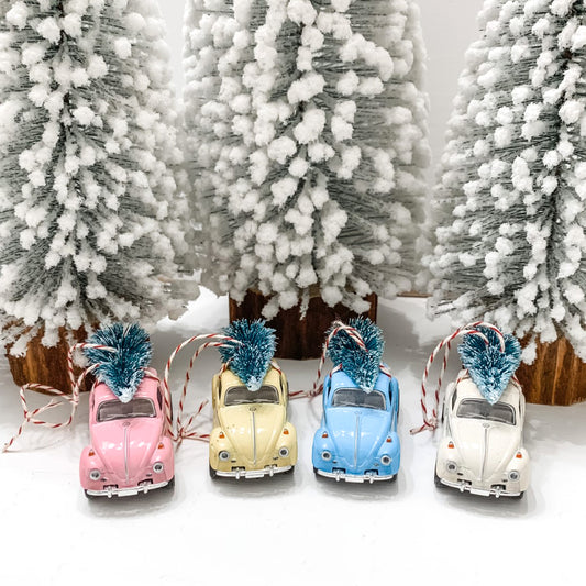 Pastel Bug Beetle Christmas Ornament with Tree on Top
