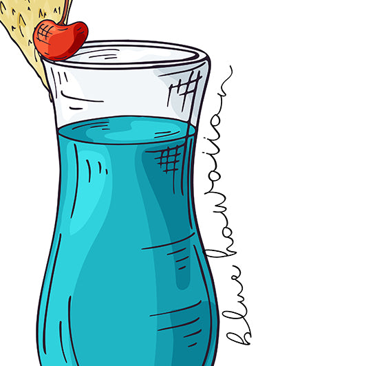 Blue Hawaiian Cocktail Bar Man Cave Print