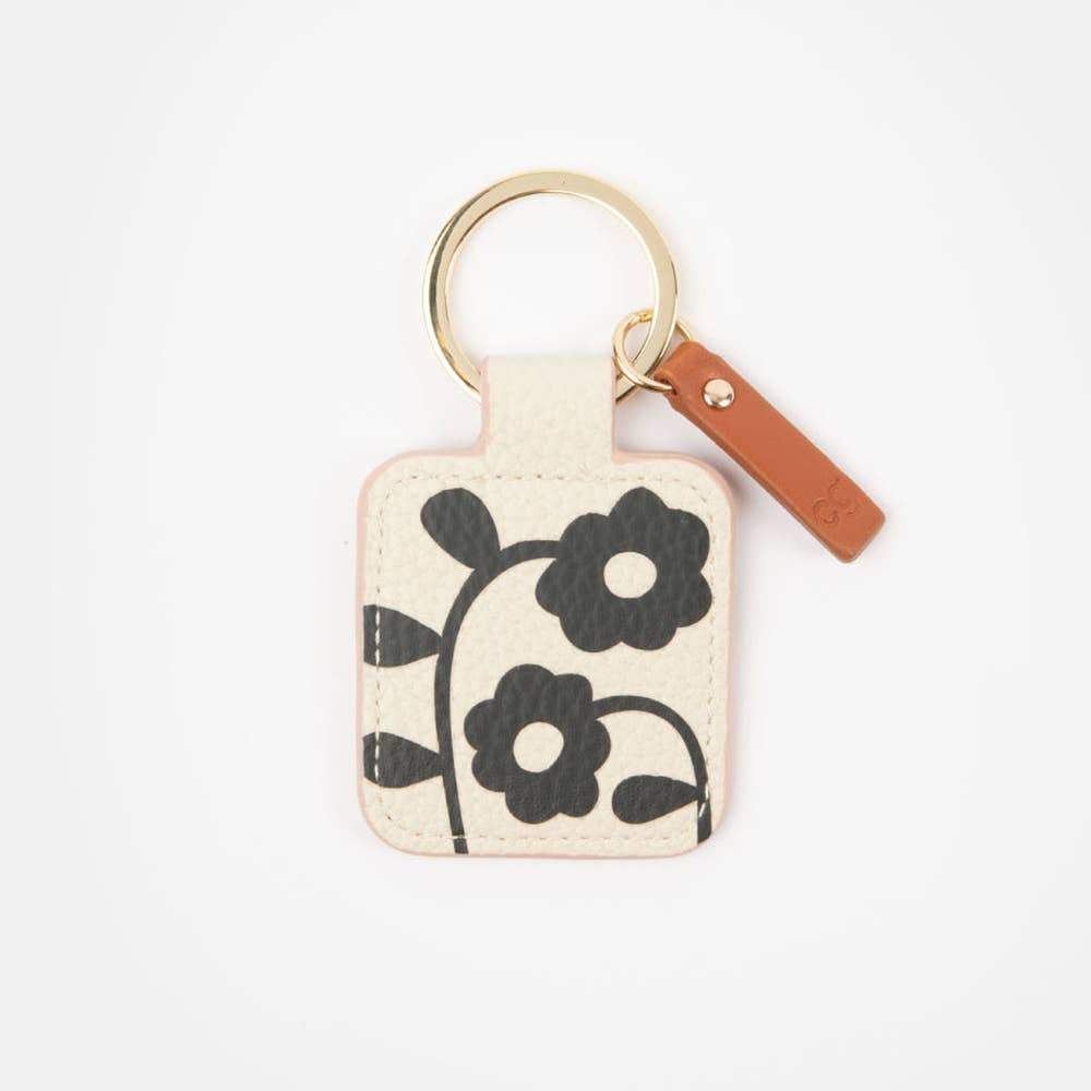 Mono Floral Printed Tab Keyring