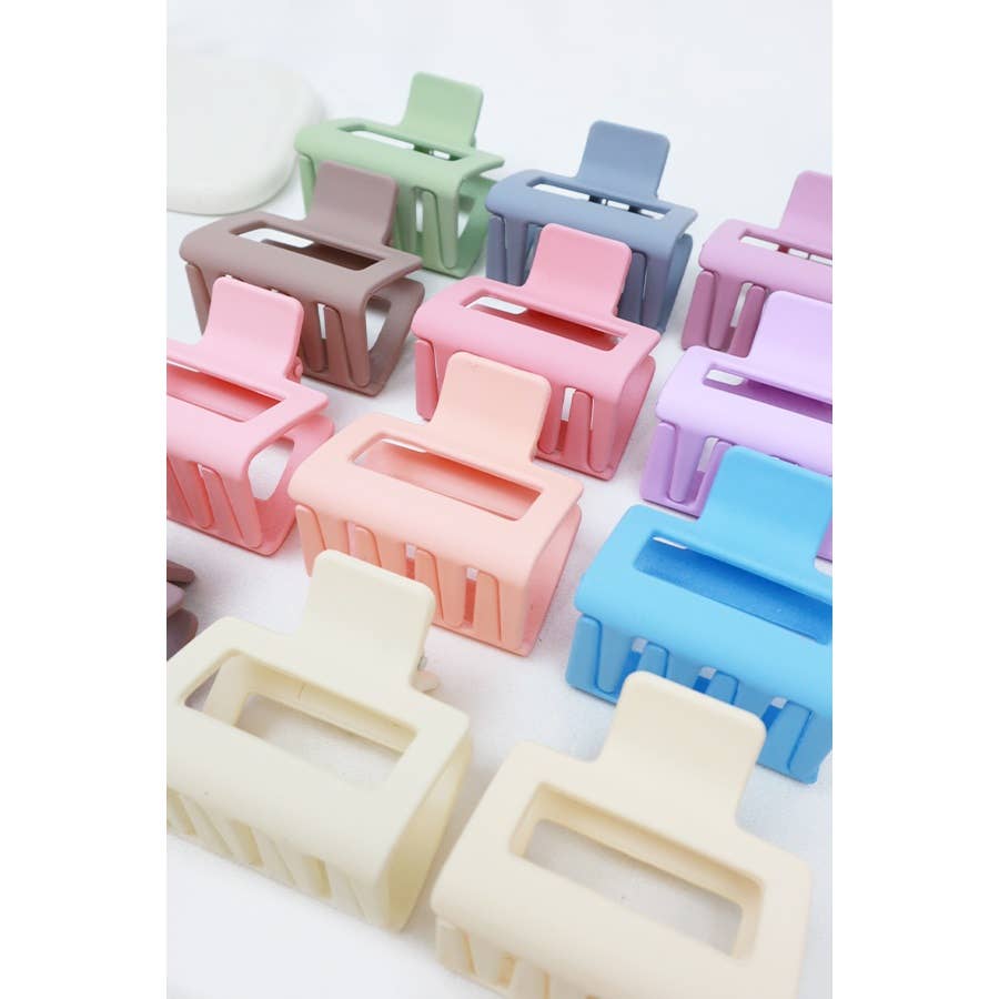 24-Pcs Matte Color Rectangle Medium Hair Clip