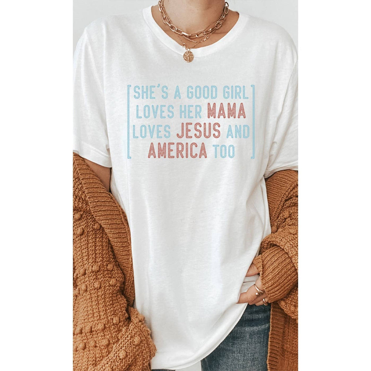 She's a Good Girl Throwback Rock Song America Patriotic Tee