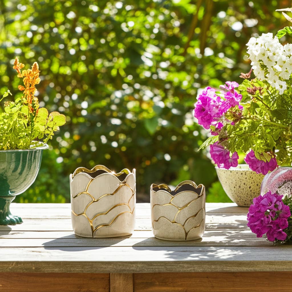Ivory/Gold Clouds Planter