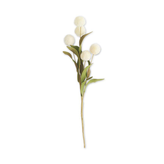 Pom Pom Pick with Eva Leaves - Cream