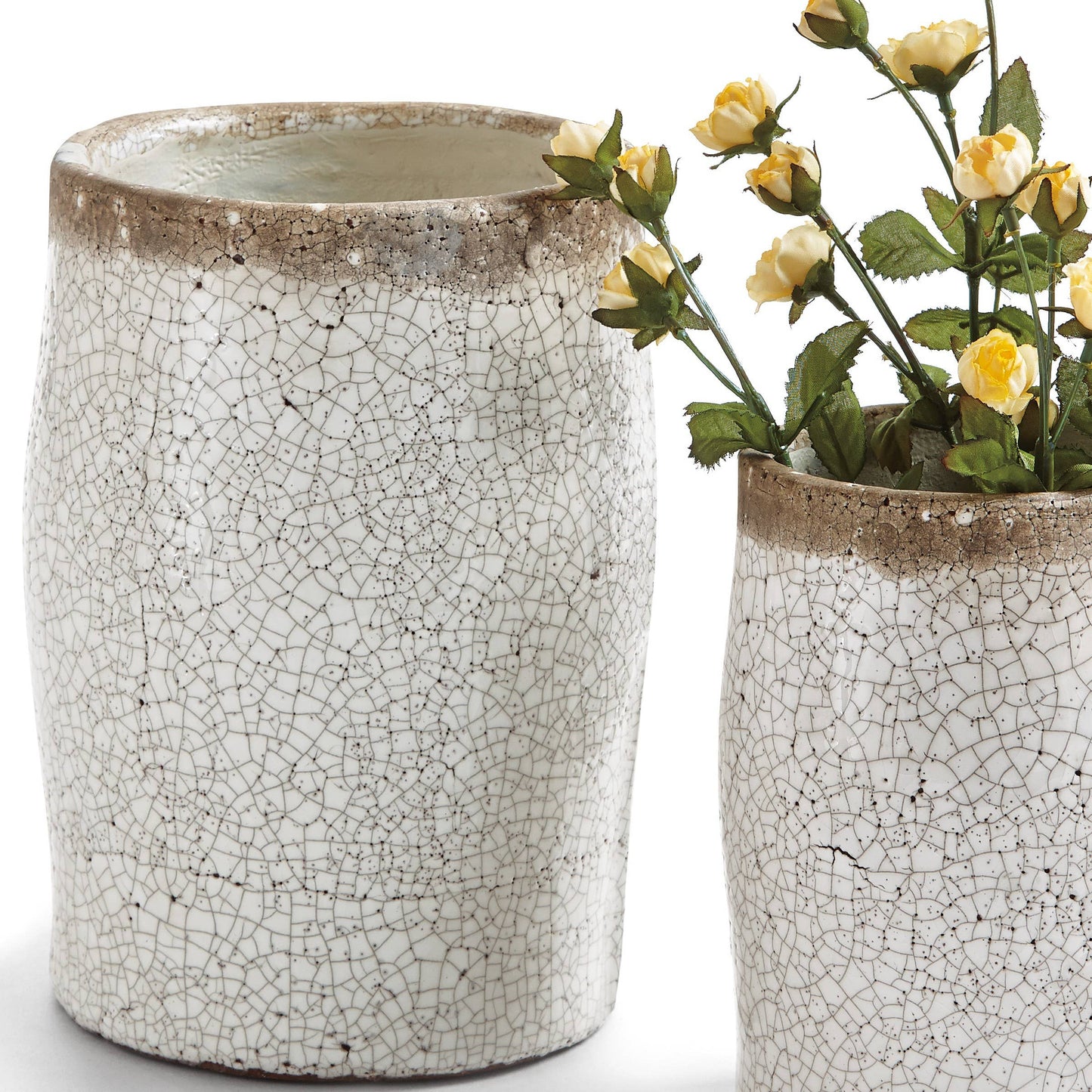 Crackle Glazed Rustic Vase Medium - White