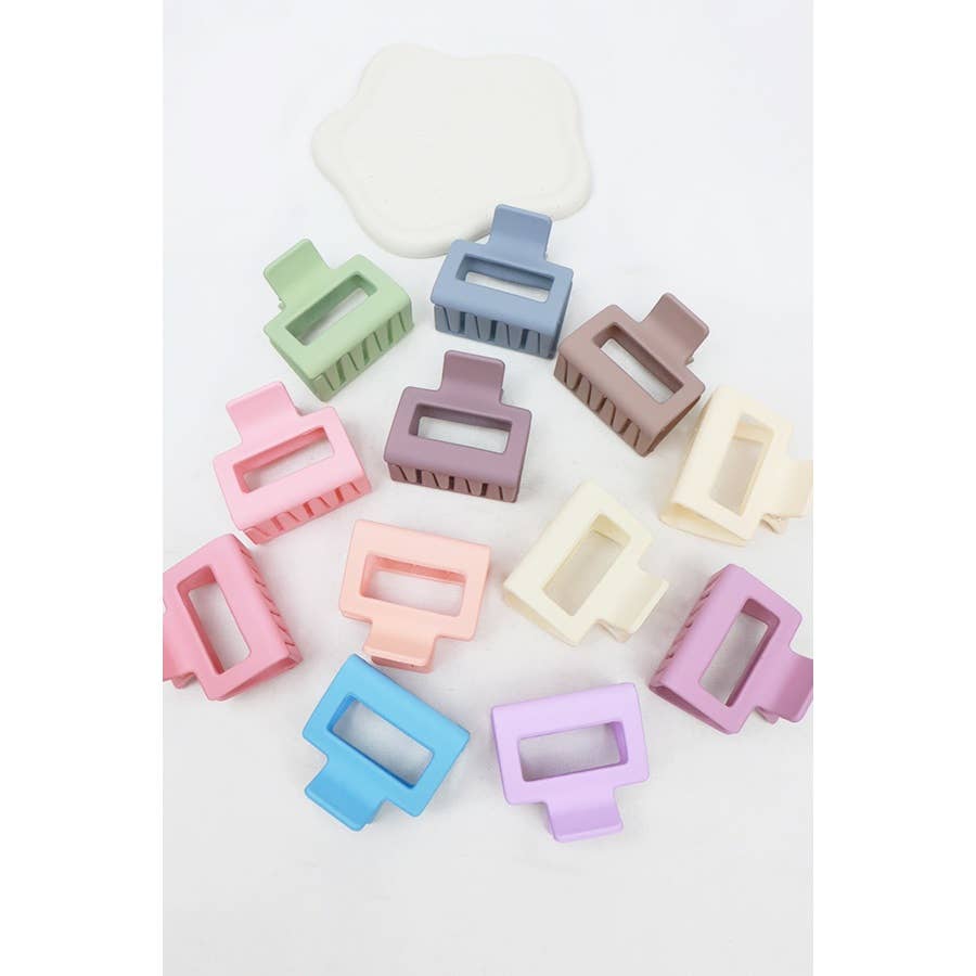 24-Pcs Matte Color Rectangle Medium Hair Clip