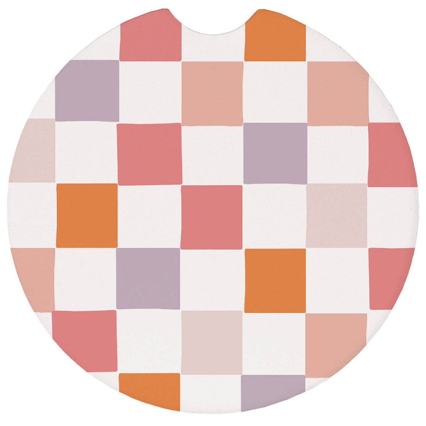Pink Orange Checkers - Car Coasters