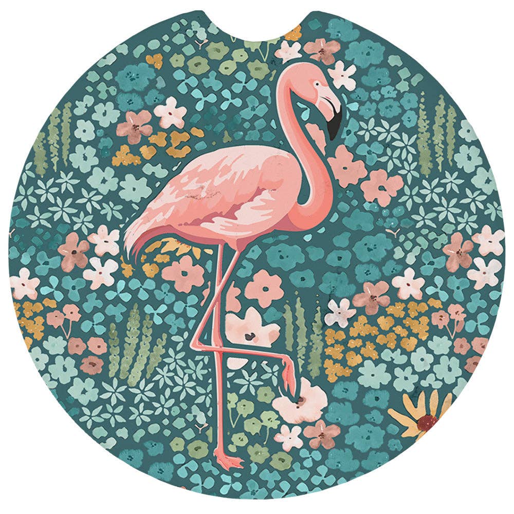 Floral Flamingo - Car Coasters