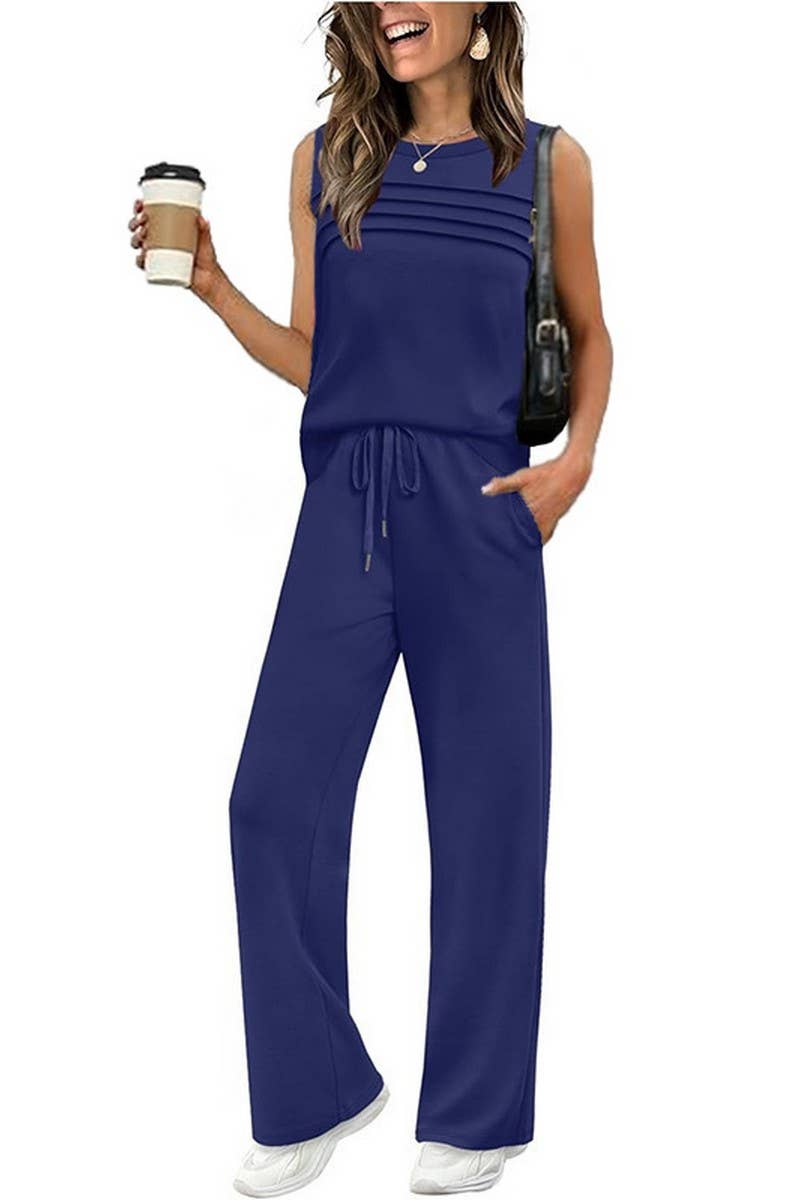 CWSTB01049_RUCHED TANK TOP TWO PIECE SET