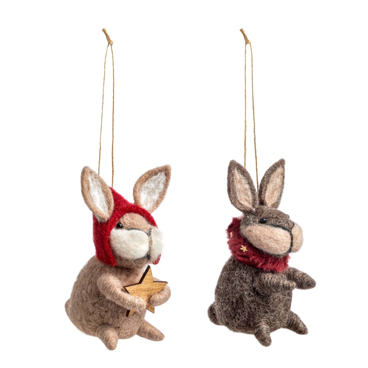 Felted Rabbit Ornaments - Set of 2